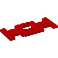 Vehicle Base 4 × 10 × 2/3 with 2 × 2 Recessed Center with Center Hole, 1 × 2 Cutouts (Early Version) Red