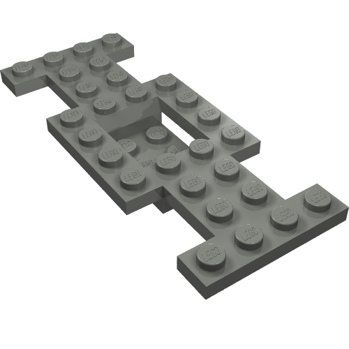 Vehicle Base 4 × 10 × 2/3 with 2 × 2 Recessed Center with Smooth Underside, 1 × 2 Cutouts, No Center Hole Dunkelblaugrau