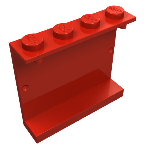Panel 1 × 4 × 3 [Solid Studs] Red