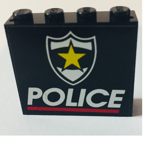 Panel 1 × 4 × 3 with Police Red Line and Yellow Star Badge Print Schwarz