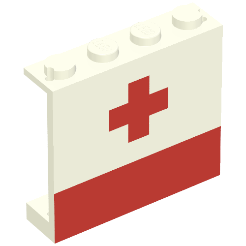 Panel 1 × 4 × 3 - Solid Studs with Red Cross and Stripe Print White
