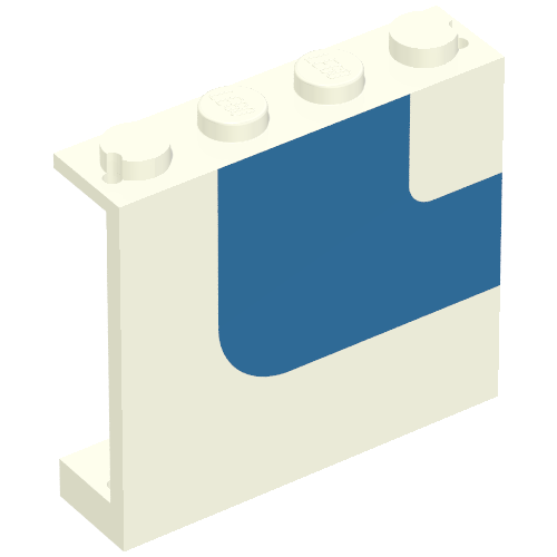 Panel 1 × 4 × 3 - Solid Studs with Blue Stripe Print Right in Weiß