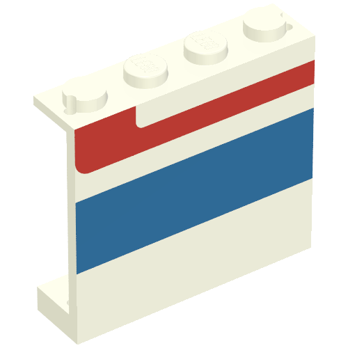 Panel 1 × 4 × 3 - Solid Studs with Red/Blue Stripe Right Print in Weiß