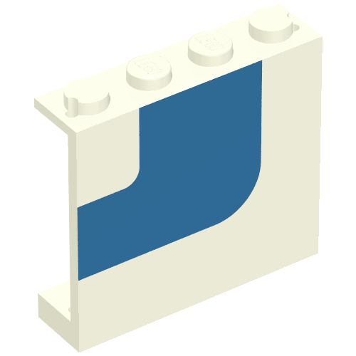 Panel 1 × 4 × 3 - Solid Studs with Blue Stripe Print Left in Weiß