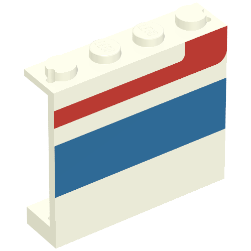 Panel 1 × 4 × 3 - Solid Studs with Red/Blue Stripe Left Print White