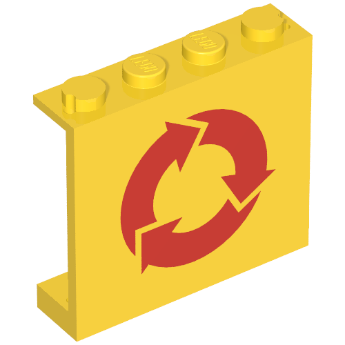 Panel 1 × 4 × 3 - Solid Studs with Recycling Arrows Print Yellow