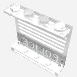 Panel 1 × 4 × 3 - Solid Studs with Black 'POLICE' Bar and White Stripes Print Transparent