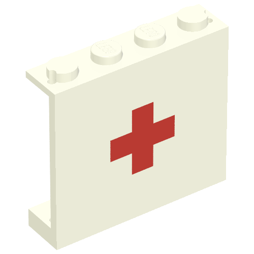 Panel 1 × 4 × 3 - Solid Studs with Red Cross Print Weiß