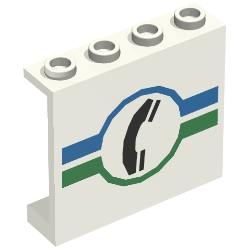 Panel 1 × 4 × 3 with Telephone in Blue/Green Circle Print White
