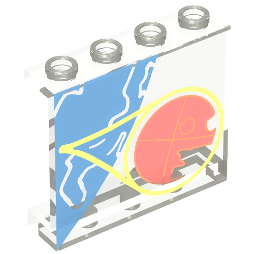 Panel 1 × 4 × 3 with SW Rebel Control Center Planet and Death Star Print [7180] Transparent