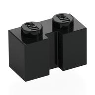 Brick Special 1 × 2 with Groove Black