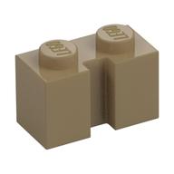 Stein speziell 1 × 2 mit Rille Dunkelbeige