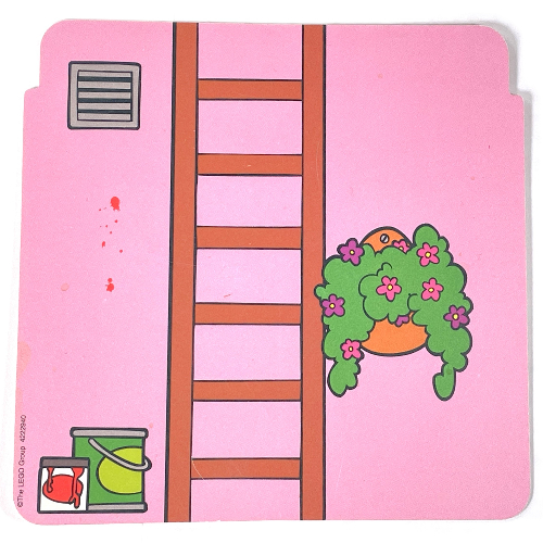 Backdrop, House, Pink Walls, Ladder, Plant / Orange Walls, Fridge, Fruit Bowl, Wall Cabinet Print [Keine Farbe/Beliebige Farbe]