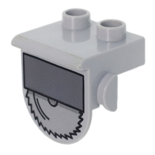 Duplo Plate 1 × 2 with Overhang with Half Circular Saw Print Light Bluish Gray
