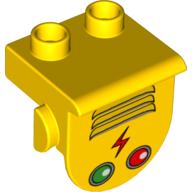Duplo Plate 1 × 2 with Overhang with Grille, Lightning Bolt, and Green & Red Lights Print Gelb