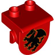 Duplo Plate 1 × 2 with Overhang with Dragon Print Rot