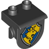 Duplo Plate 1 × 2 with Overhang, with Lion and Crown on Yellow and Blue Shield Print Schwarz