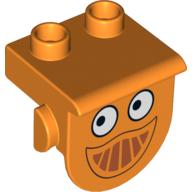 Duplo Plate 1 × 2 with Overhang with Eyes and Smile Print (Dizzy) Orange
