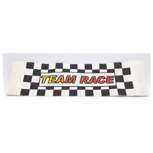 Duplo Banner with Velcro Tabs, 'TEAM RACE' on Checkered Background Print White