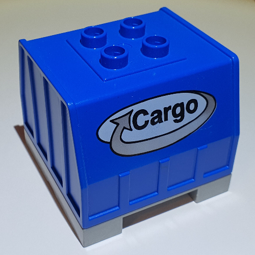Duplo Train, Intelligent Train Freight Container with Sound and Cargo Logo Print Blue
