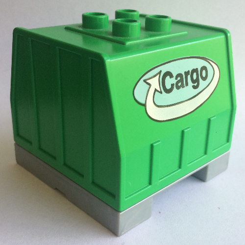 Duplo Train, Intelligent Train Freight Container with Sound and Cargo Logo Print Bright Green