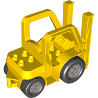 Duplo Forklift Truck with Two Large Front Black Wheels and Two Small Rear Black Wheels Gelb