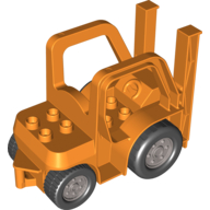 Duplo Forklift Truck with Two Large Front Black Wheels and Two Small Rear Black Wheels Orange