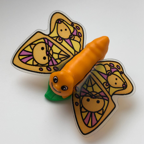 Belville, Insect, Butterfly Large / Human Hair Clip, Cat/Mouse Wings Print Mittelorange