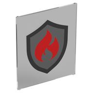 Glass for Frame 1 × 6 × 6 with Red Flames on Silver Shield print [Fire Fighters] Trans-Clear