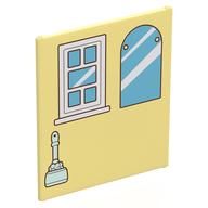 Glass for Frame 1 × 6 × 6 with White 3-Pane Window / Family Portrait, Shutters, Brown Lattice print Bright Light Yellow