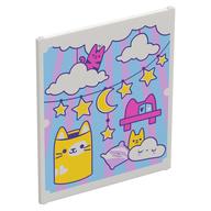 Glass for Frame 1 × 6 × 6 with Moon/Stars Garlands, Clouds, Kittens print Weiß