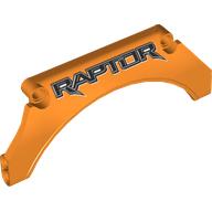 Technic Panel Car Mudguard Arched 13 × 2 × 5 with Black 'RAPTOR' print Orange