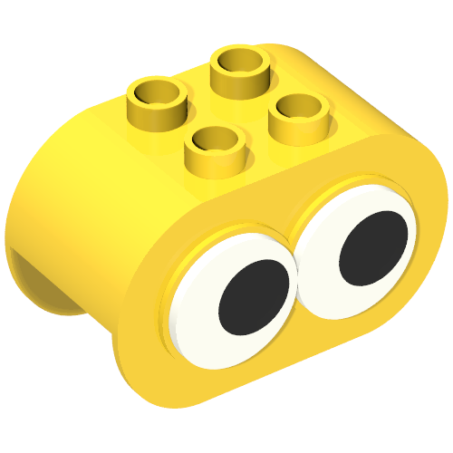 Duplo Brick 2 × 4 × 2 Rounded Ends, with Two Rotating Eyes Yellow