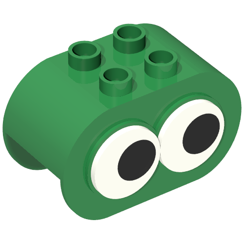 Duplo Brick 2 × 4 × 2 Rounded Ends, with Two Rotating Eyes Green