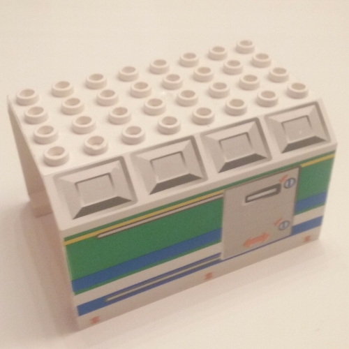 Aircraft Fuselage Angular Top 6 × 8 × 4 with Door on Blue, Green, and Yellow Stripes Print Weiß