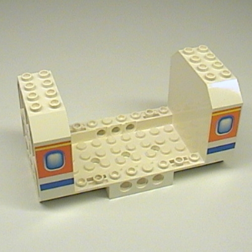 Aircraft Fuselage Angular Bottom 6 × 12 × 5 with Windows on Orange & Blue Stripes Print Weiß