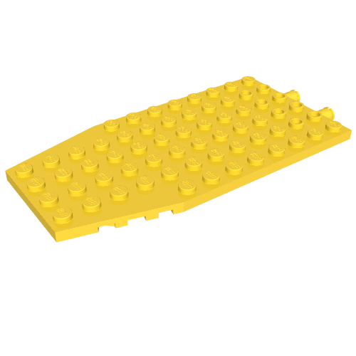 Wedge Plate 6 × 12 × 1 Cut Corners with 2 Fixed Rotatable Pins [aka 4 Juniors Wing Plate] Gelb
