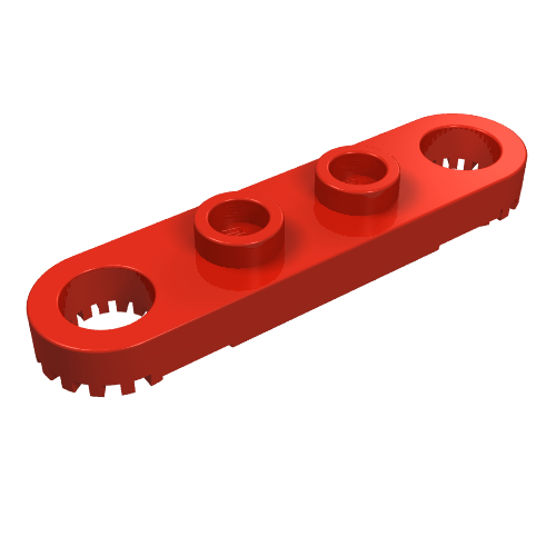 Technic Plate 1 × 4 with Toothed Ends Red