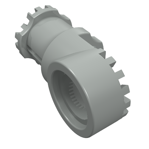 Technic Axle and Pin Connector Toggle Joint Toothed [with Slots] Light Gray