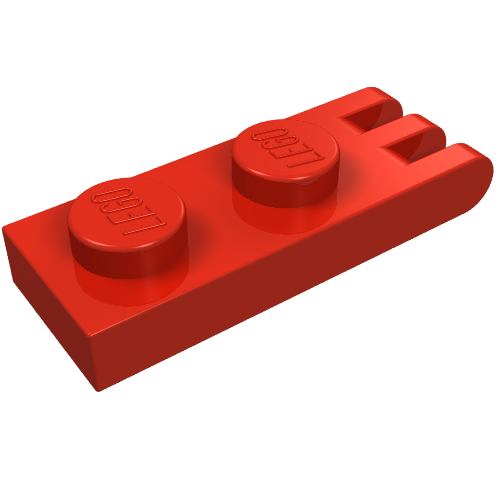 Hinge Plate 1 × 2 with 3 Fingers [Solid Studs] Red