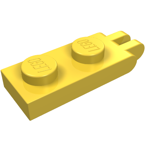 Hinge Plate 1 × 2 with 2 Fingers and Solid Studs Yellow