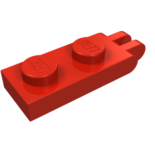 Hinge Plate 1 × 2 with 2 Fingers and Solid Studs Rot