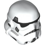 Helmet Stormtrooper Dual Molded, Black with Dark Bluish Gray and White Markings, Black Squares on Back Print White