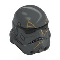 Helmet Stormtrooper Dual Molded, Black with Gold Cracks print Dark Bluish Gray