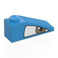 Brick Sloped 33° 3 × 1 with White Eye, Grey Pupil Right print Dark Azure