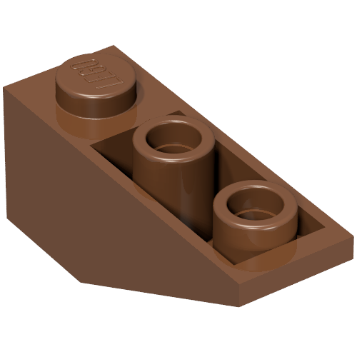 Brick Sloped Inverted 34° 3 × 1 with Internal Stopper Reddish Brown