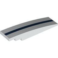 Brick Curved 8 × 2 No Studs with Dark Blue Line/Stripe print White