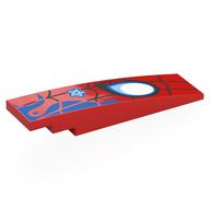 Brick Curved 8 × 2 No Studs with Black Webbing, White Spider Eye, Blue Marks print Red