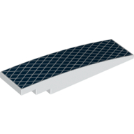 Brick Curved 8 × 2 No Studs with Dark Blue Background, White Diamond Pattern print Weiß