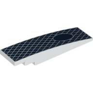 Brick Curved 8 × 2 No Studs with Dark Blue Background, White Diamond Pattern, Circle print Weiß